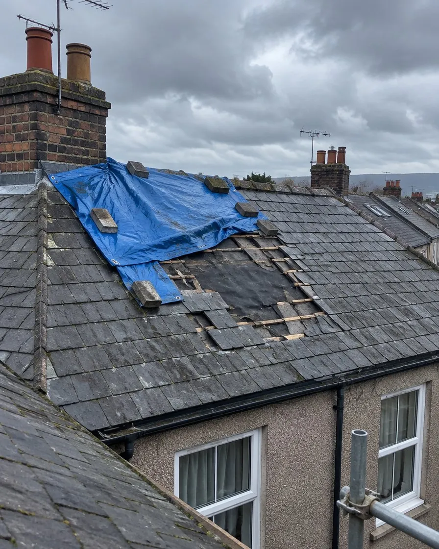 Storm damage and insurance work in Porthleven
